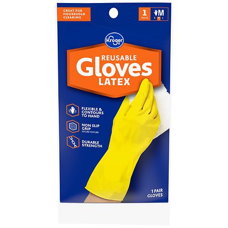 Kroger Reusable Latex Gloves Yellow
