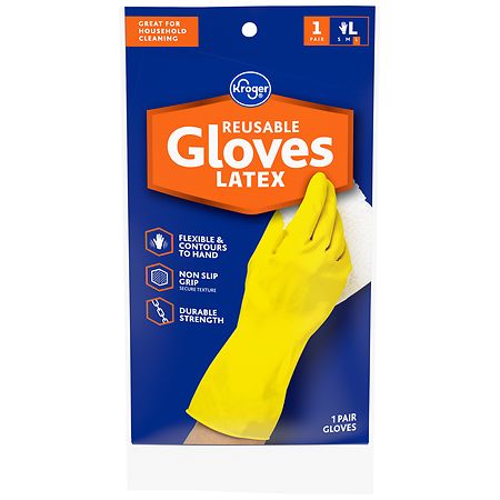 Kroger Latex Reusable Gloves Yellow
