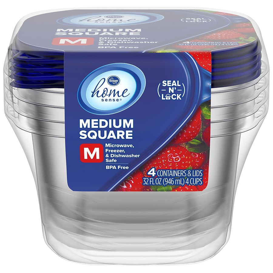 Kroger 4 Cup Medium Square Containers With Lids