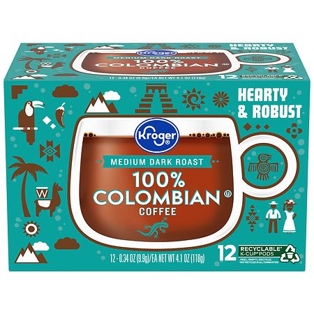 Kroger 100% Colombian Medium Dark Roast Coffee K-Cup Pods