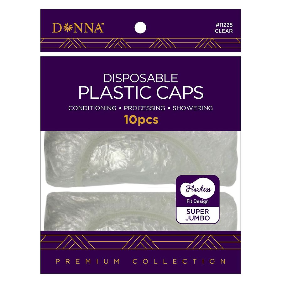Donna Disposable Plastic Caps Super Jumbo Clear