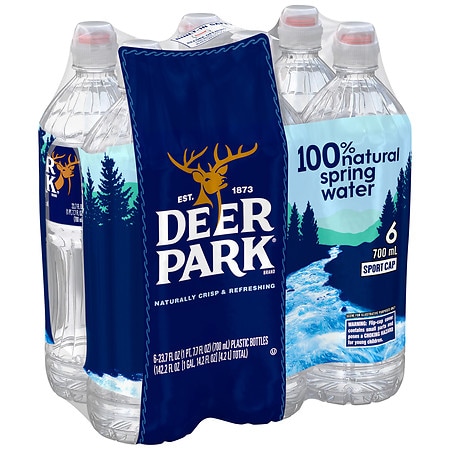 DEER PARK Brand 100% Natural Spring Water  23.7-ounce plastic sport cap bottles (Pack of 6)