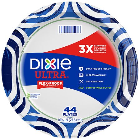 Dixie Ultra Family Pack 10 1/16" Paper Plates, Print, 8 Case Pack of 44 count 