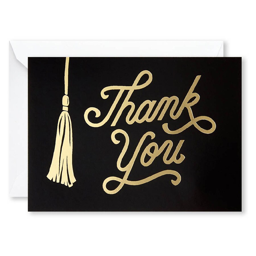 Hallmark Graduation Thank You Cards/Envelopes, Black and Gold Tassel