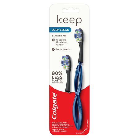 Colgate Keep Manual Toothbrush Deep Clean Starter Kit  Floss Tip  Navy  1 Count