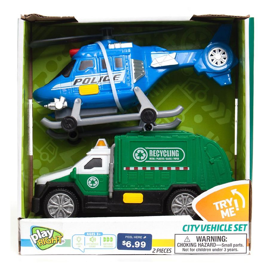 Playright Vehicles - Recycle Truck and Helicopter