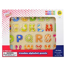 Set of 2 Wooden Alphabet & Number Tracing Puzzles Educational Pre-K Learning NIP