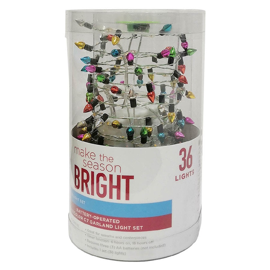 Festive Voice Battery Operated LED Garland Multi-Color Light Set 36 Count