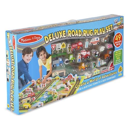 melissa and doug deluxe train and road rug play set