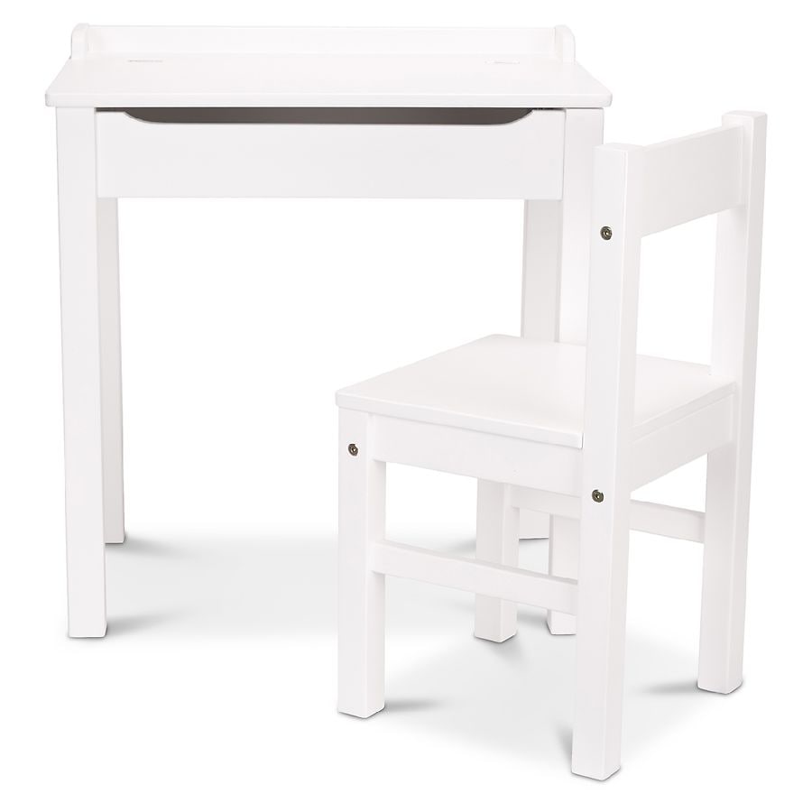 Photo 1 of **WOOD ONLY, INCOMPLETE ITEM**
Wooden Lift-Top Desk & Chair - White