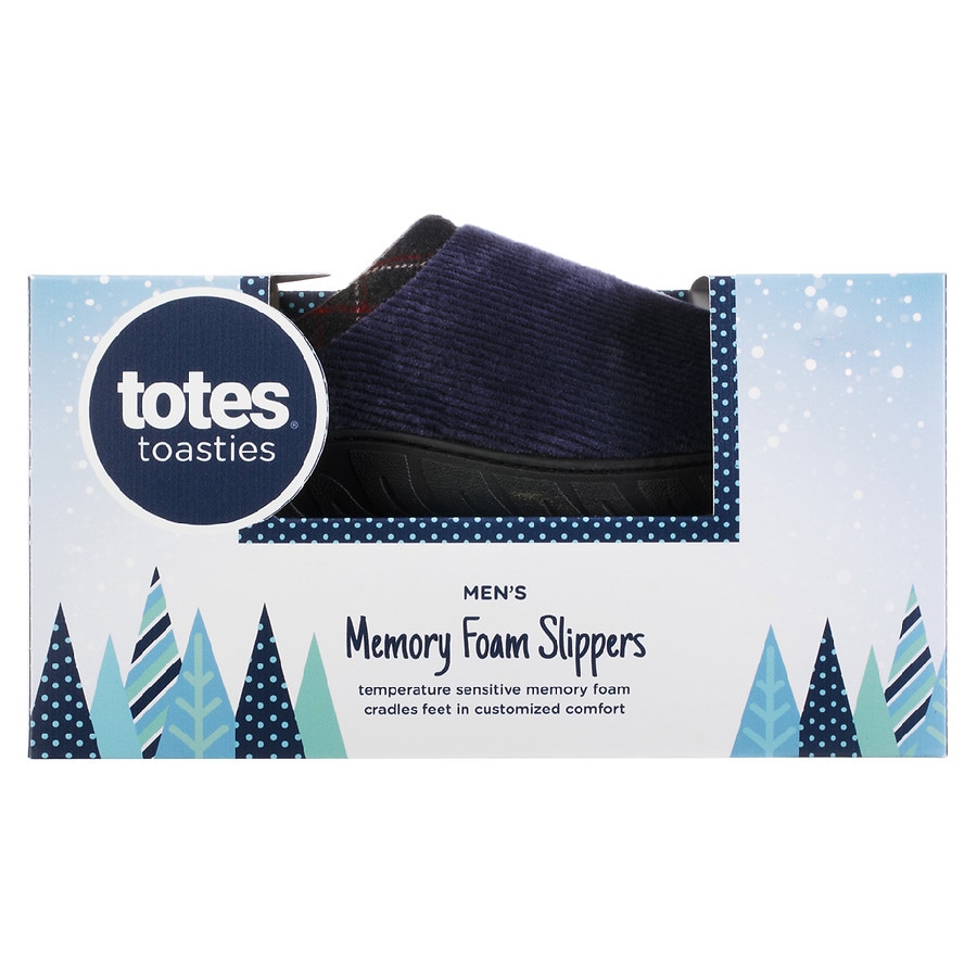 totes Men Memory Foam Hoodback Slipper X-Large, Navy