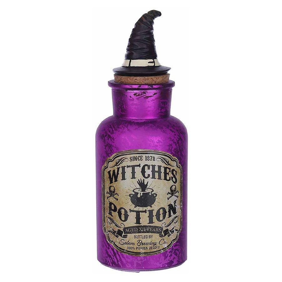 Festive Voice Potion Bottle with Witch Hat Purple