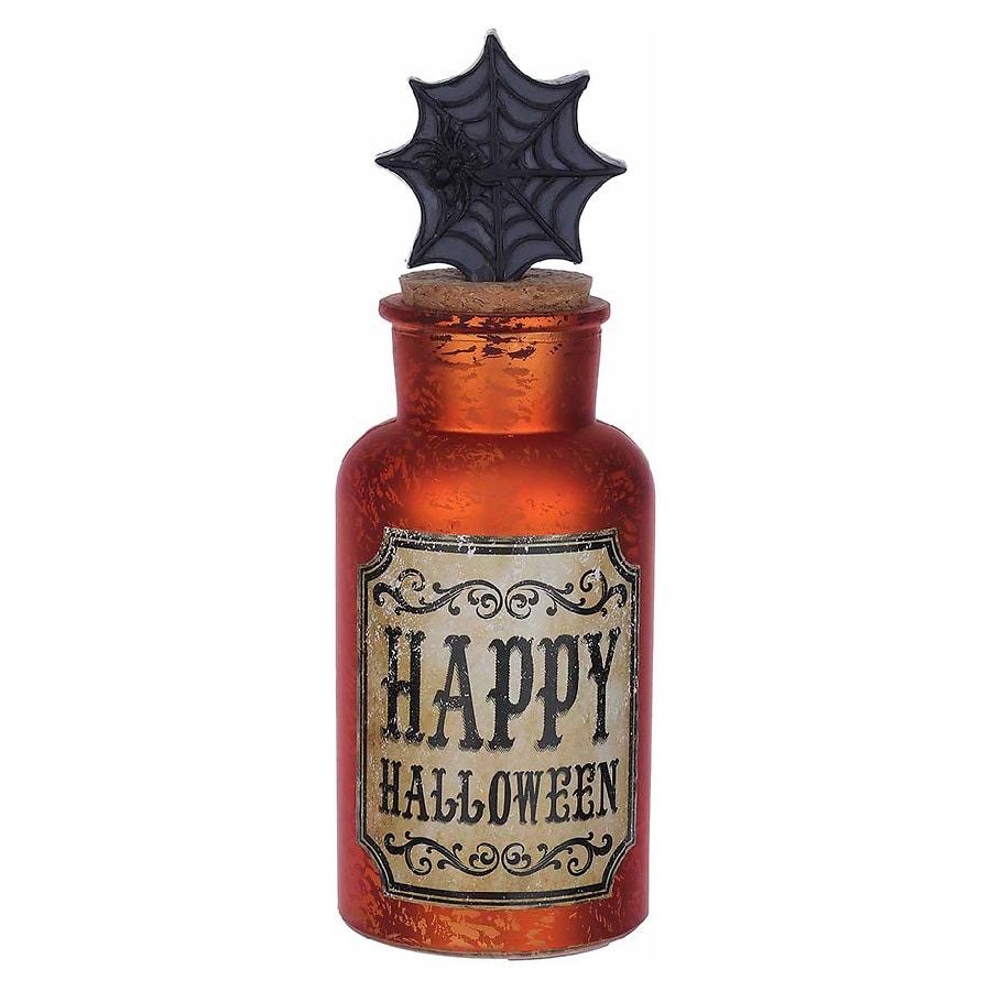 Festive Voice Potion Bottle with Spider Web Orange