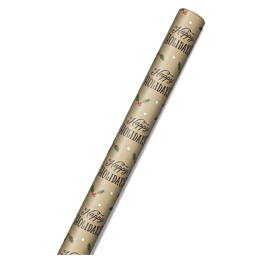 Inspirations from Hallmark Christmas Wrapping Paper Roll Happy Holidays on Brown