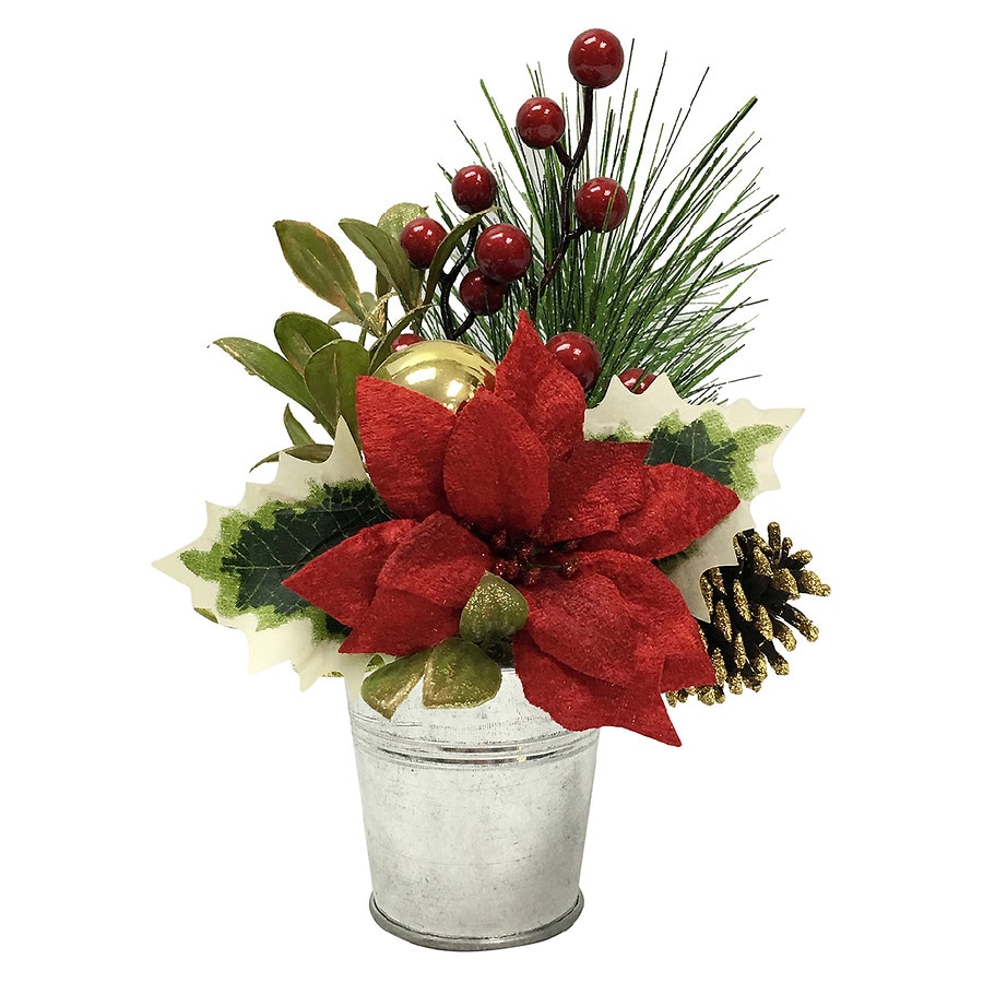 Festive Voice Mini Poinsettia Greenery