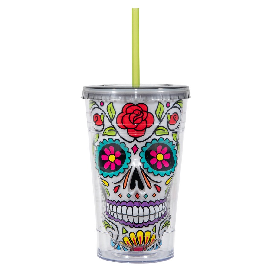 Festive Voice Day of the Dead Tumbler 18 oz White