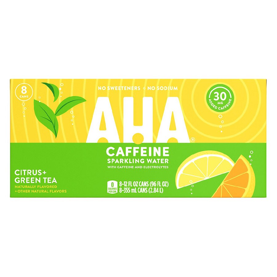 AHA Caffeine Sparkling Water Citrus + Green Tea