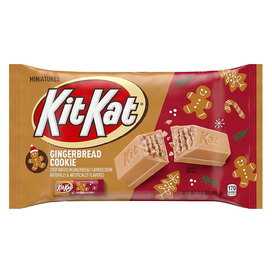 Kit Kat Miniatures Wafer Candy Bars, Holiday, Bag Gingerbread Flavored Creme Coated