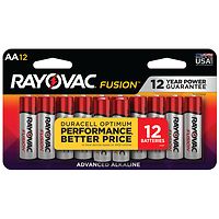 12-Pack Rayovac Fusion AA Batteries, Alkaline