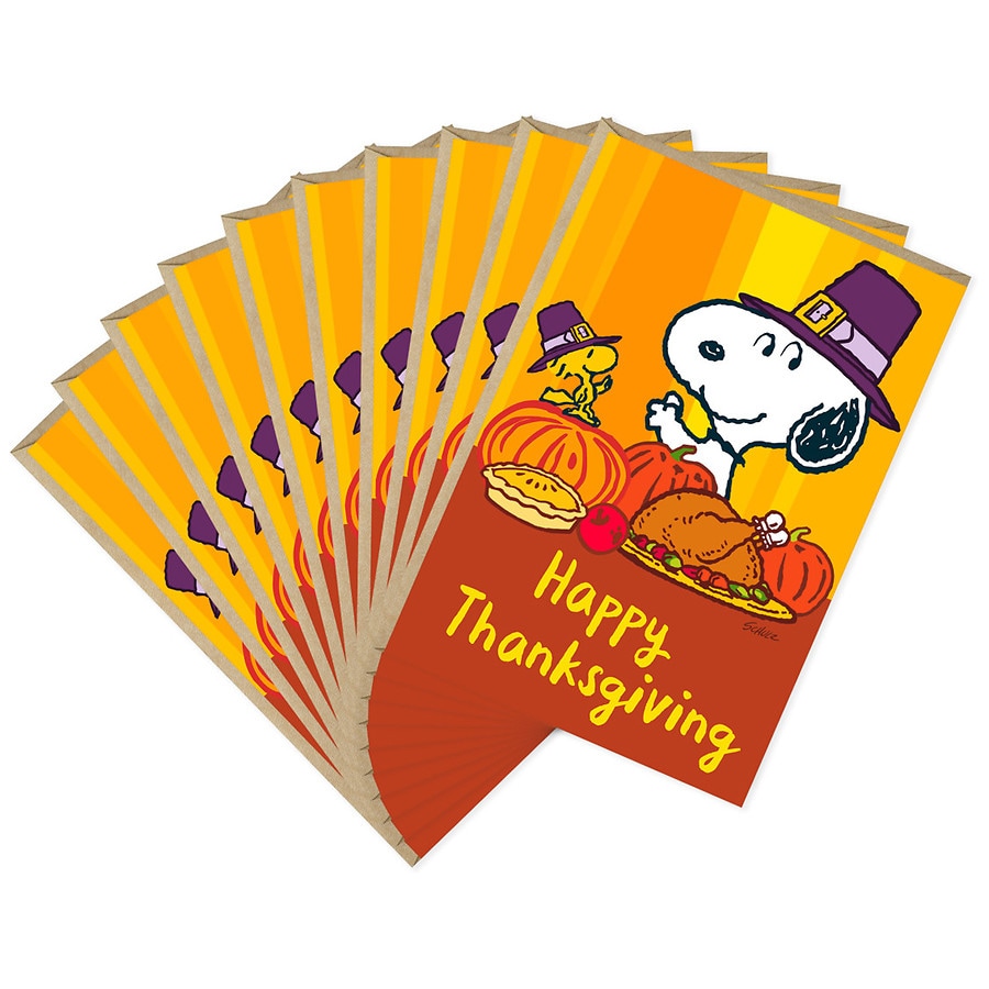 Hallmark Peanuts Thanksgiving Cards Pack, Snoopy and Woodstock