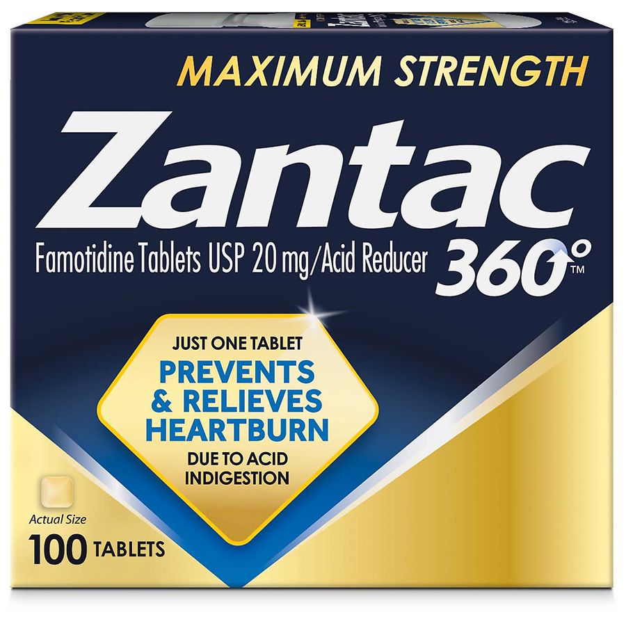 Photo 1 of Zantac 360 Maximum Strength Tablets, 100 Count, Heartburn Prevention and Relief, 20 mg Tablets
EXP 01/2023