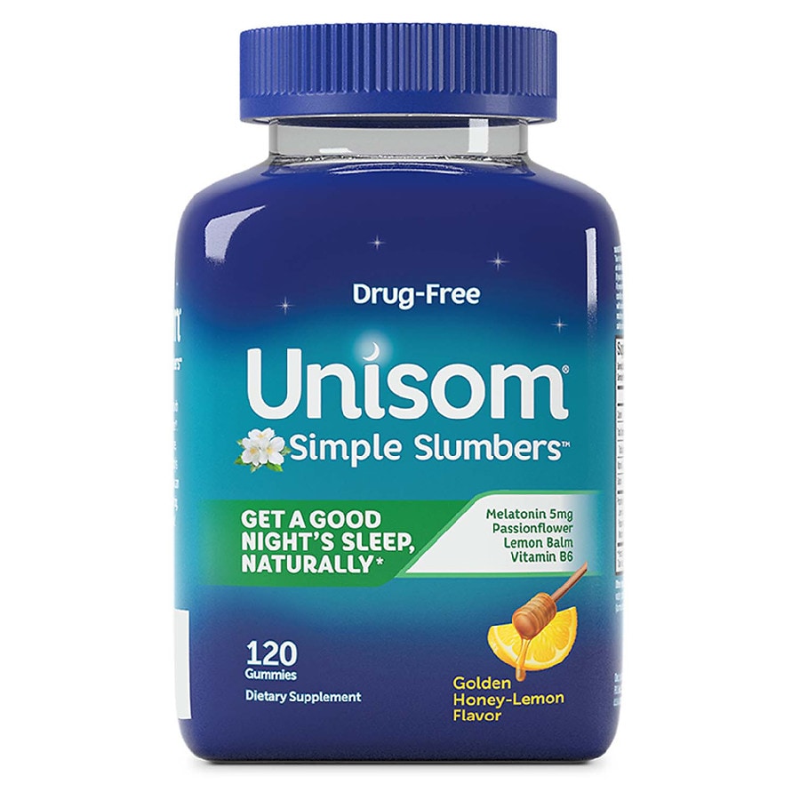 Unisom Simple Slumbers Drug-Free Sleep Aid Gummies Melatonin 5 mg Golden Honey Lemon