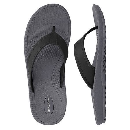 OKABASHI Men's Supportive Flip Flops Mariner, Slate/Black