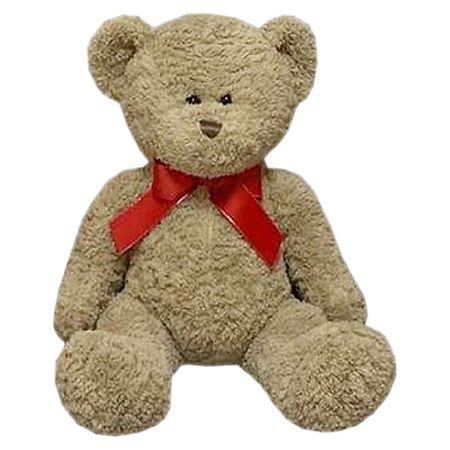 Festive Voice Light Brown Bear Plush with Ribbon