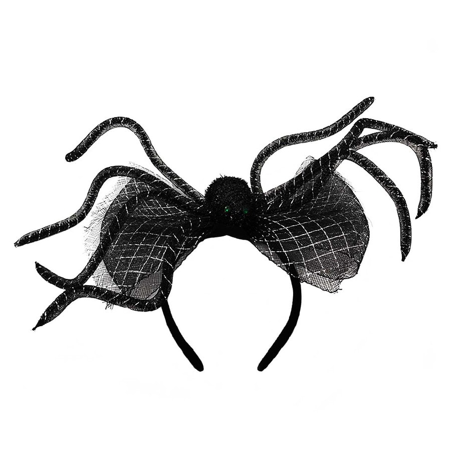 Festive Voice Tinsel Spider Headband, Black