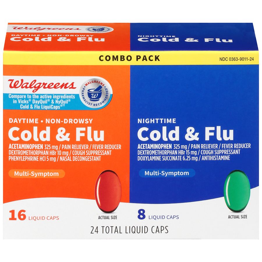 Walgreens Daytime & Nighttime Cold & Flu Liquid Caps | Walgreens
