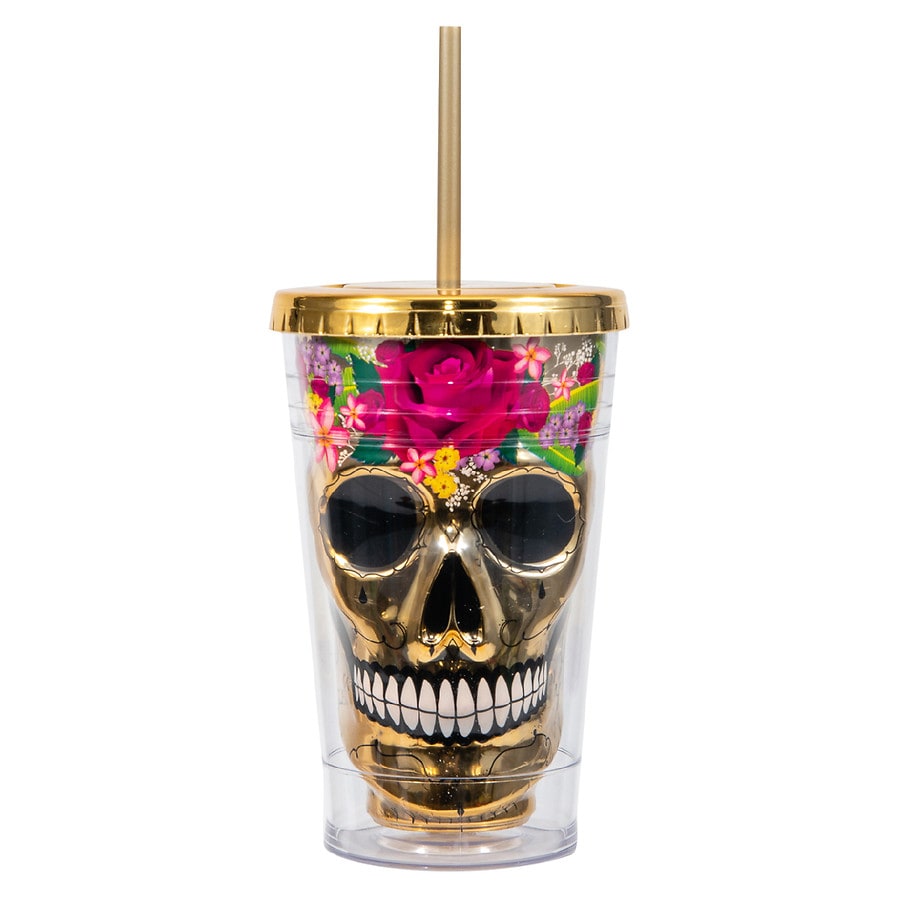 Festive Voice Day of the Dead Tumbler Gold