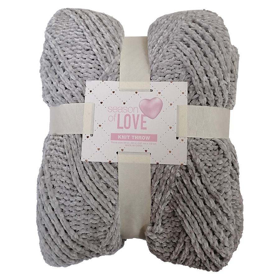 Festive Voice Valentine's Grey Knit Blanket