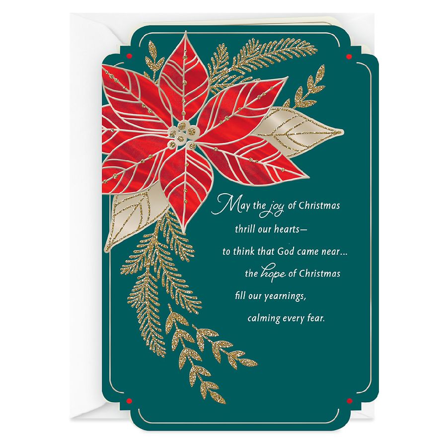 Hallmark DaySpring Religious Christmas Card Poinsettia, Joy of Christmas