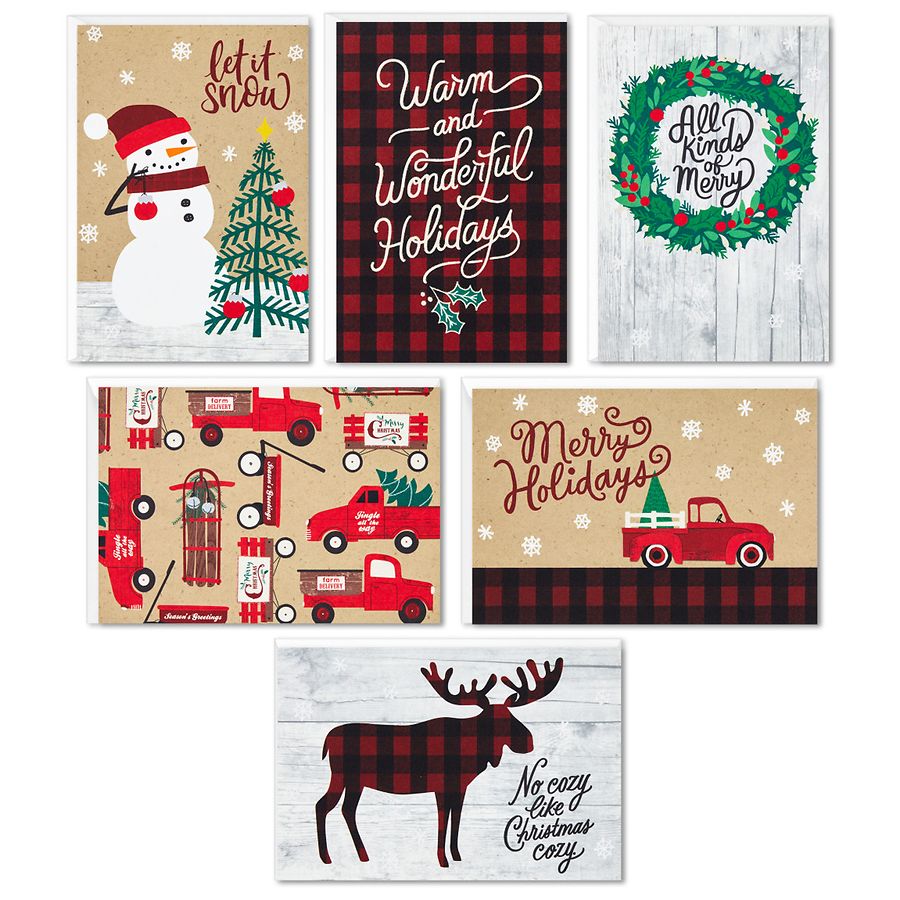 Hallmark Boxed Christmas Cards with Envelopes Assortment Rustic Holidays