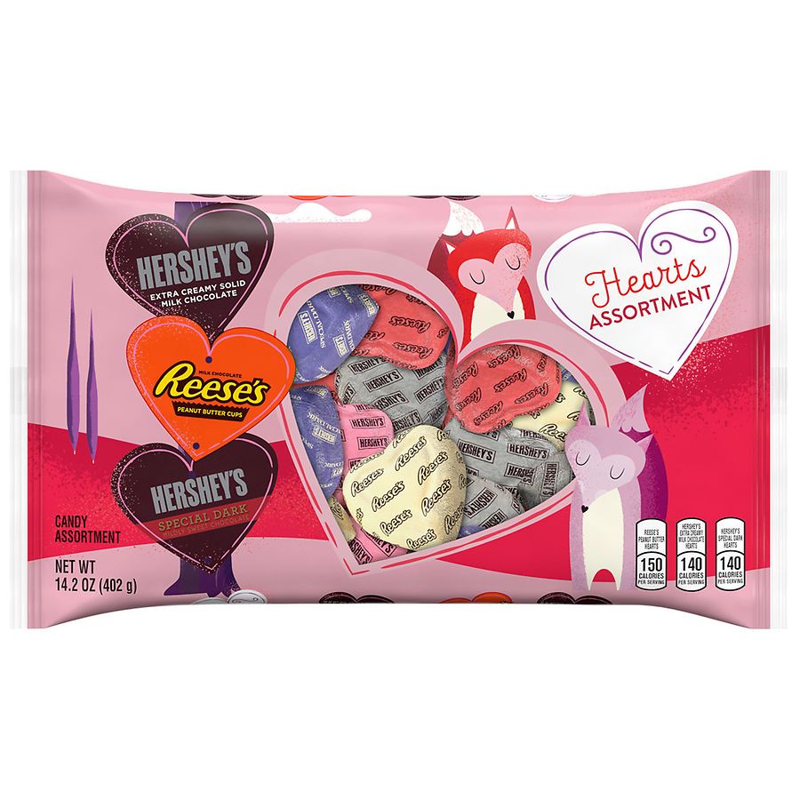 Hershey's Valentine's Reese's Hearts Assortment  Candy, Variety Bag Chocolate Assortment