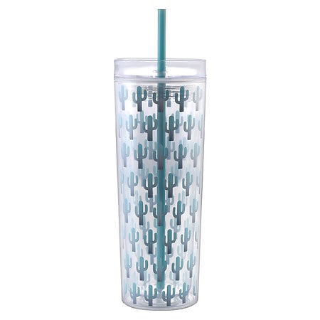 Festive Voice Cactus Skinny Tumbler Clear