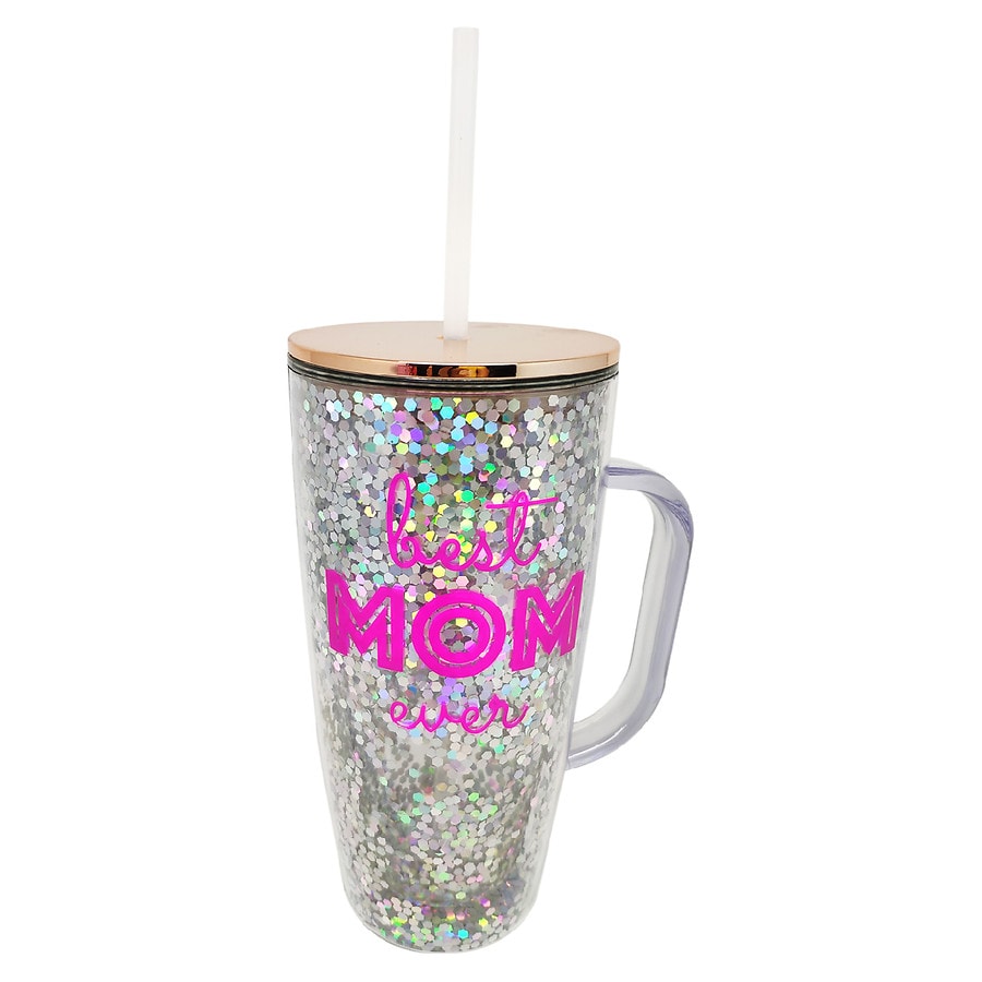 Festive Voice Tumbler with Straw Best Mom Ever