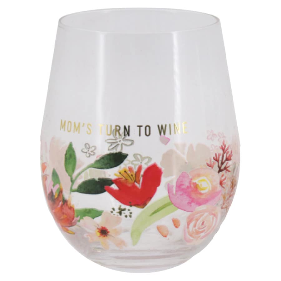 Modern Expressions Mom's Turn to Wine Floral Wine Glass