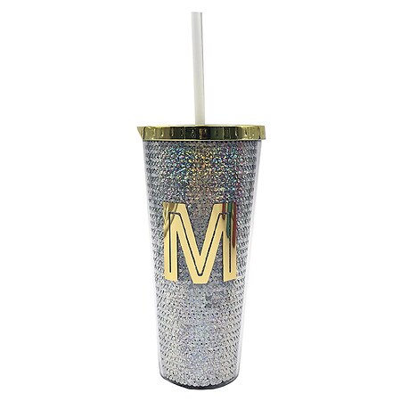 Modern Expressions Sequin Monogram Tumbler Silver M