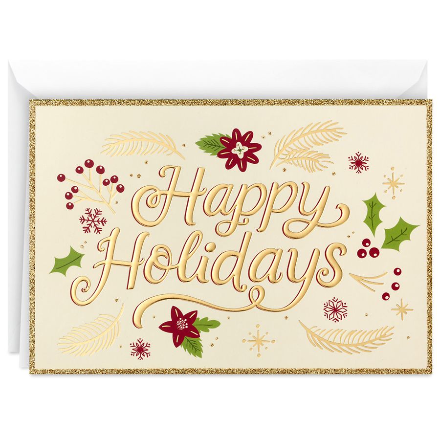 Hallmark Boxed Holiday Cards (Gold Script Happy Holidays), B4