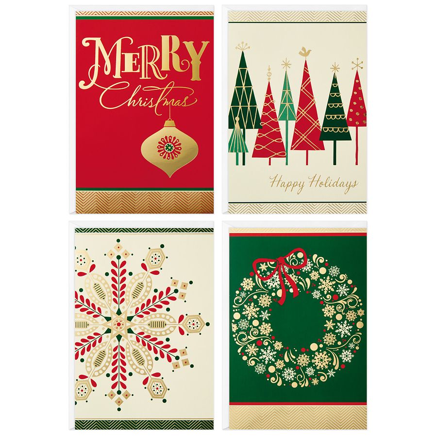 Hallmark Assorted Boxed Christmas Cards (Red, Green and Gold) B3