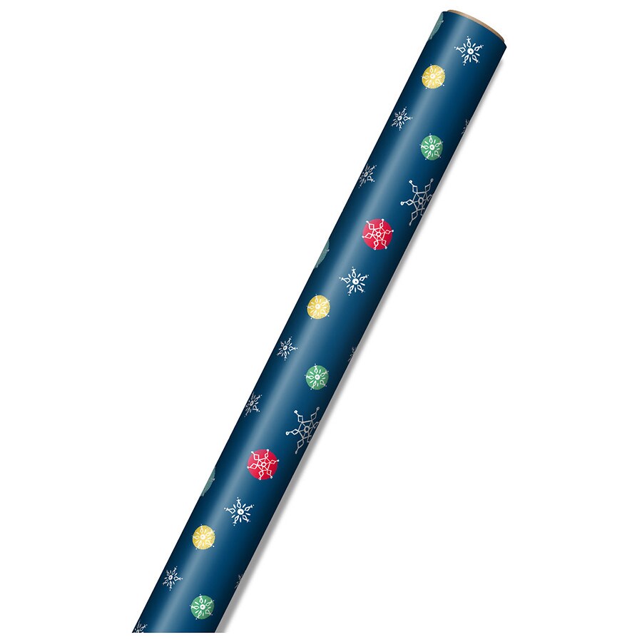 Inspirations from Hallmark Christmas Wrapping Paper Roll Fun Snowflakes on Blue