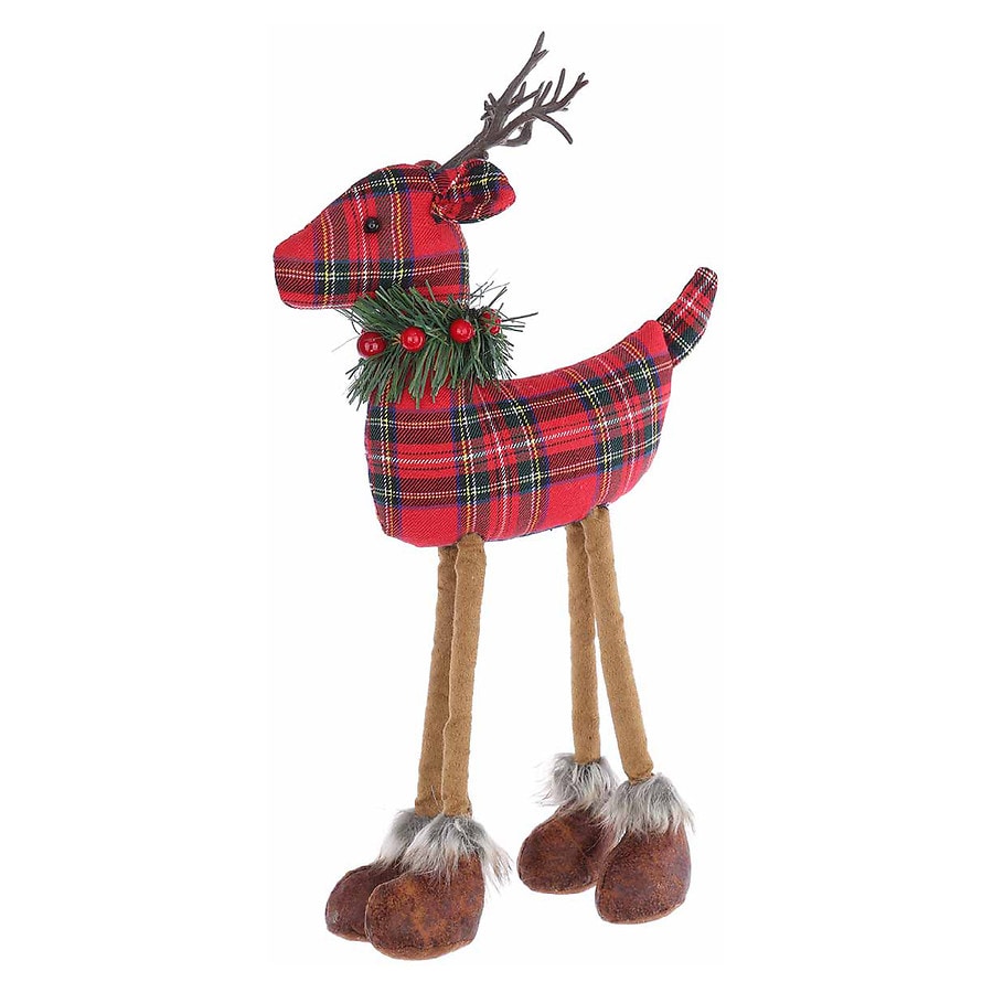 Festive Voice Plaid Deer, Red