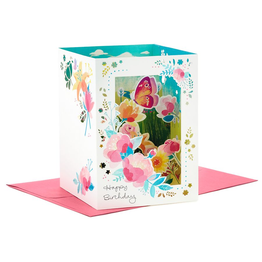 Hallmark Birthday CardFlowers and Butterflies Small Square 