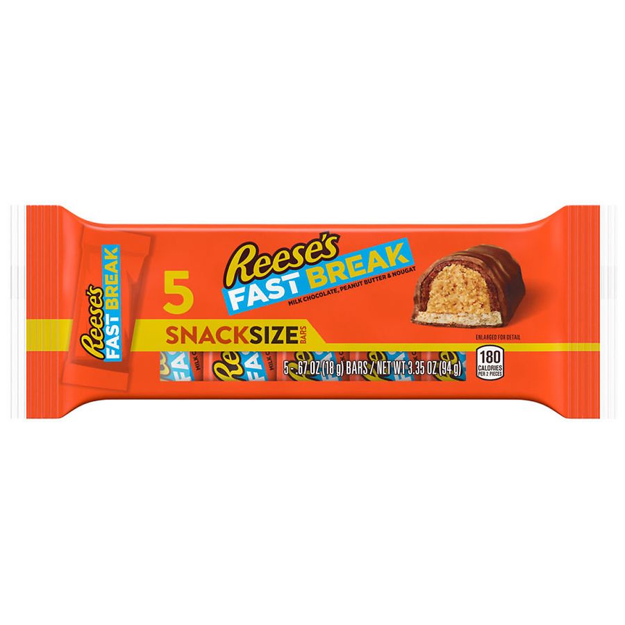 Reese's Snack Size Candy, Gluten Free, Bars Milk Chocolate, Peanut Butter and Nougat