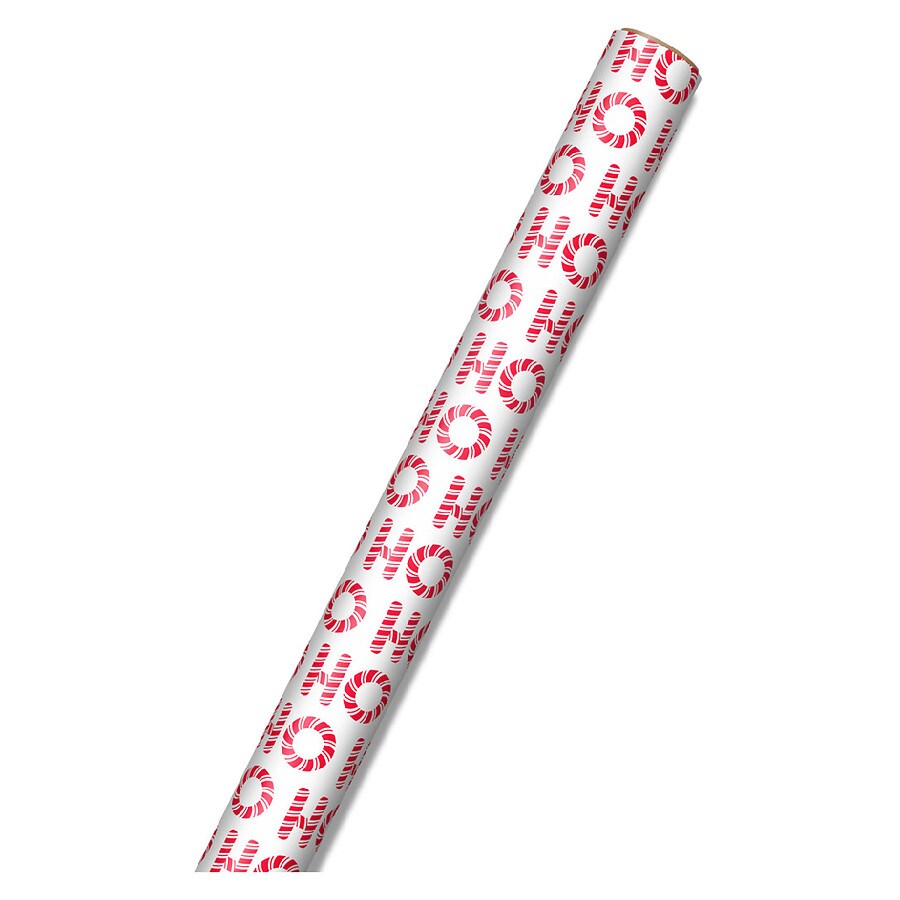 Inspirations from Hallmark Christmas Wrapping Paper Roll Candy Cane HoHoHo on White