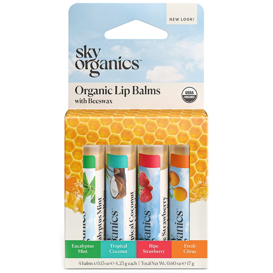 Sky Organics Organic Flavored Beeswax Lip Balms Variety Pack