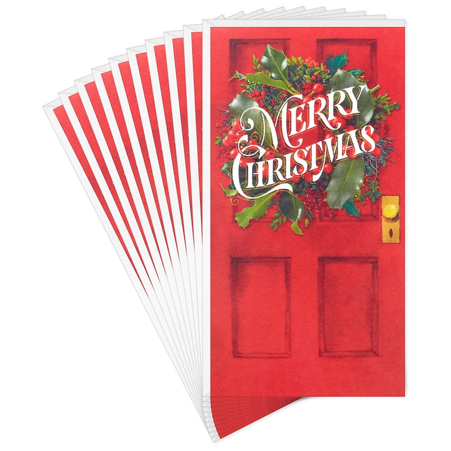 Hallmark Money Holder Christmas Cards (Merry Christmas Wreath on Door) S24