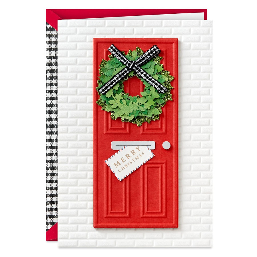 Hallmark Signature Christmas Card (Merry Christmas Front Door With Wreath) S10