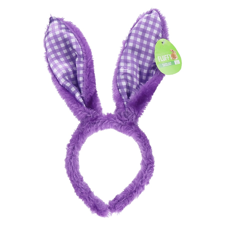 Festive Voice Easter Purple Gingham Bunny Ear Headband